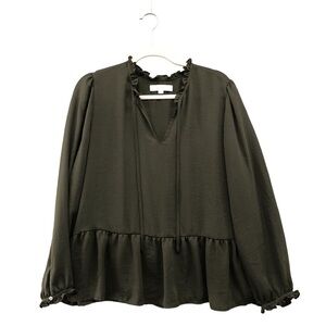 LOFT | Forrest Green Peplum Blouse